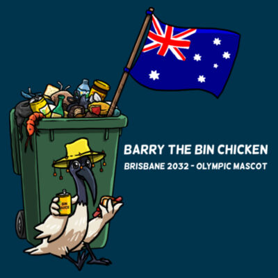 'Aussie Barry' Singlet White Text (Womens cut) Design