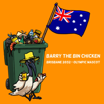 'Aussie Barry' Crew Sweat White Text (Mens cut) Design