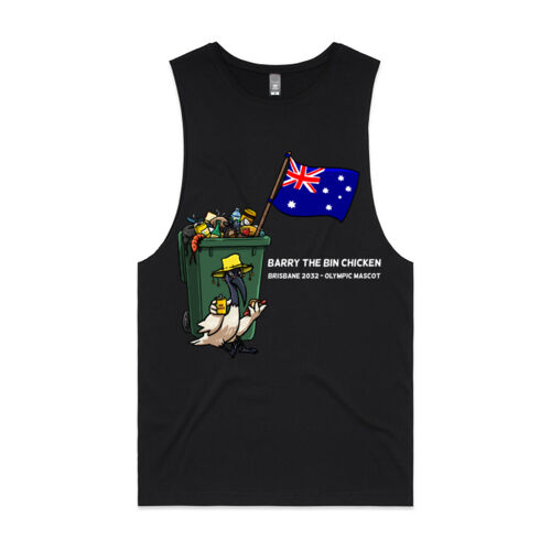'Aussie Barry' Sleeveless Tank White Text (Mens cut) Thumbnail