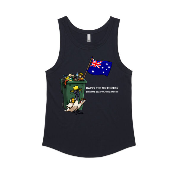'Aussie Barry' Singlet White Text (Womens cut) Thumbnail