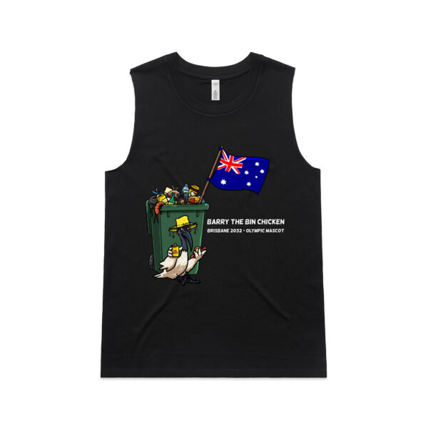 'Aussie Barry' Tank White Text (Womens cut) Thumbnail