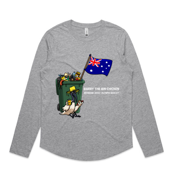 'Aussie Barry' Long Sleeve White Text (Womens cut) Thumbnail