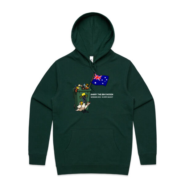 'Aussie Barry' Hooded Sweat White Text (Unisex Cut) Thumbnail