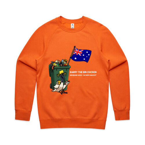 'Aussie Barry' Crew Sweat White Text (Mens cut) Thumbnail