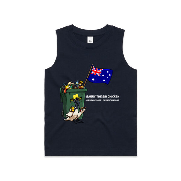 'Aussie Barry' Tank White Text (Youth) Thumbnail